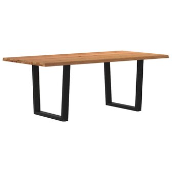 Eettafel met natuurlijke rand 200x100x74 cm massief eikenhout 1