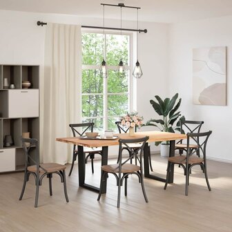 Eettafel met natuurlijke rand 200x100x74 cm massief eikenhout 2