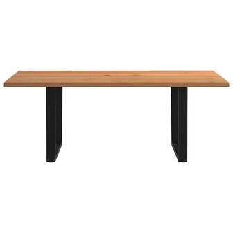 Eettafel met natuurlijke rand 200x100x74 cm massief eikenhout 3