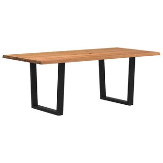 Eettafel met natuurlijke rand 200x100x74 cm massief eikenhout 5