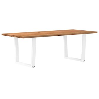 Eettafel met natuurlijke rand 240x100x74 cm massief eikenhout 1