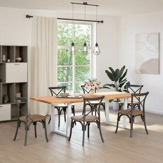 Eettafel met natuurlijke rand 240x100x74 cm massief eikenhout 2