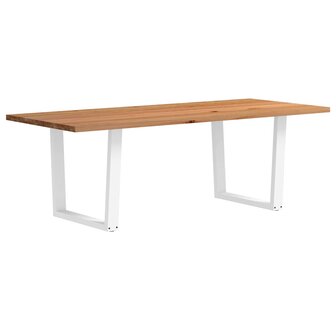 Eettafel met natuurlijke rand 240x100x74 cm massief eikenhout 5