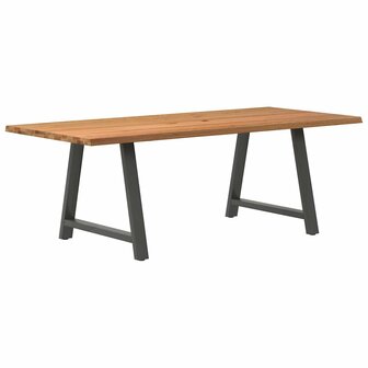 Eettafel met natuurlijke rand 220x100x74 cm massief eikenhout 1