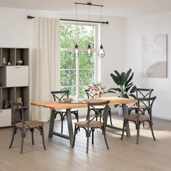 Eettafel met natuurlijke rand 220x100x74 cm massief eikenhout 2