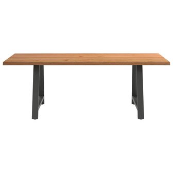 Eettafel met natuurlijke rand 220x100x74 cm massief eikenhout 3