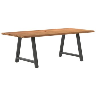 Eettafel met natuurlijke rand 220x100x74 cm massief eikenhout 6