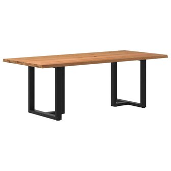 Eettafel met natuurlijke rand 220x100x74 cm massief eikenhout 1