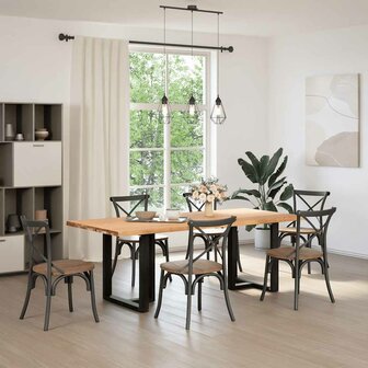 Eettafel met natuurlijke rand 220x100x74 cm massief eikenhout 2