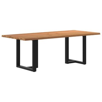Eettafel met natuurlijke rand 220x100x74 cm massief eikenhout 6
