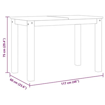 Eettafel Panama 117x60x75 cm massief grenenhout wit 8