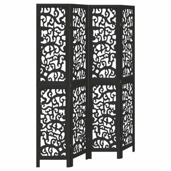 Kamerscherm met 4 panelen massief paulowniahout zwart 2