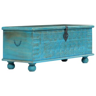 Opbergkist 100x40x41 cm massief mangohout blauw 1