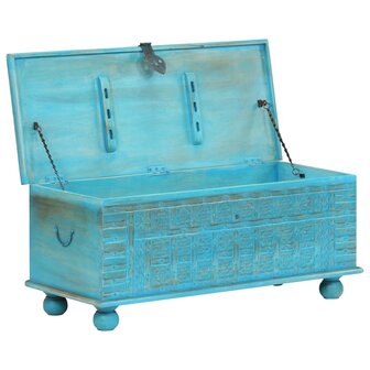 Opbergkist 100x40x41 cm massief mangohout blauw 2