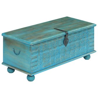 Opbergkist 100x40x41 cm massief mangohout blauw 3