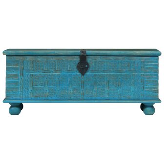 Opbergkist 100x40x41 cm massief mangohout blauw 4