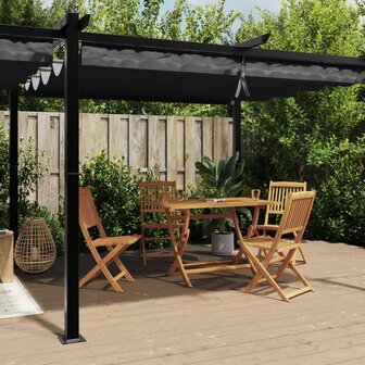 Prieel met uittrekbaar dak 3x6 m aluminium antracietkleurig 1