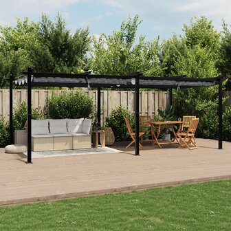 Prieel met uittrekbaar dak 3x6 m aluminium antracietkleurig 3
