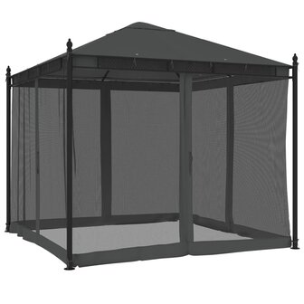 Prieel met zijwanden van gaas 2,93x2,93m staal antracietkleurig 5