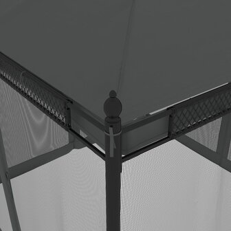 Prieel met zijwanden van gaas 2,93x2,93m staal antracietkleurig 7