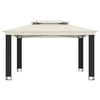 Prieel met dubbel dak 3,94x2,96 m staal cr&egrave;mekleurig 3