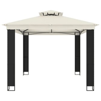 Prieel met dubbel dak 3,94x2,96 m staal cr&egrave;mekleurig 4