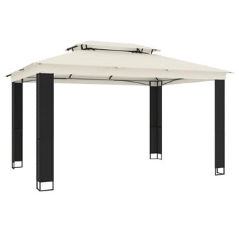 Prieel met dubbel dak 3,94x2,96 m staal cr&egrave;mekleurig 5