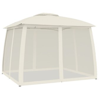 Prieel zijwanden van gaas en dubbel dak 2,93x2,93 m staal cr&egrave;me 5