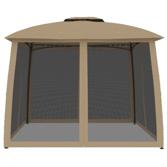 Prieel zijwanden van gaas en dubbel dak 2,93x2,93 m staal taupe 4