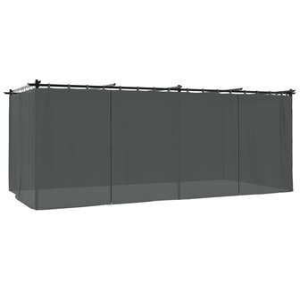 Prieel met gordijnen 6x3 m staal antracietkleurig 6