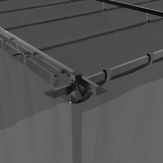 Prieel met gordijnen 6x3 m staal antracietkleurig 7