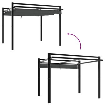 Prieel met uittrekbaar dak 3x3 m aluminium antracietkleurig 3