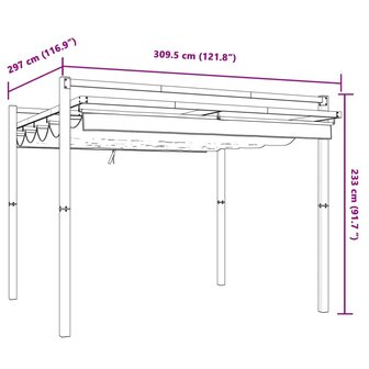 Prieel met uittrekbaar dak 3x3 m aluminium antracietkleurig 9