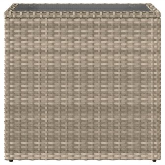 Tuinbijzettafel glasblad 58x27,5x55 cm poly rattan lichtgrijs 6