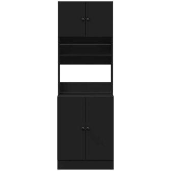 Keukenkast 60x50x180 cm bewerkt hout zwart 4