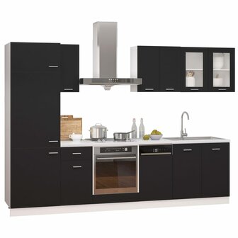 8-delige Keukenkastenset bewerkt hout zwart 2