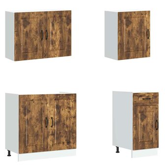 7-delige Keukenkastenset Kalmar bewerkt hout gerookt eiken 4