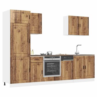 7-delige Keukenkastenset Kalmar bewerkt hout oud houtkleurig 1