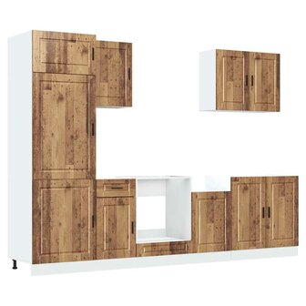 7-delige Keukenkastenset Kalmar bewerkt hout oud houtkleurig 2