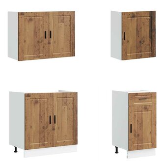 7-delige Keukenkastenset Kalmar bewerkt hout oud houtkleurig 4