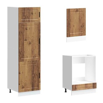 7-delige Keukenkastenset Kalmar bewerkt hout oud houtkleurig 5