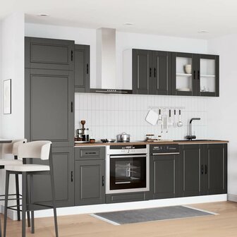 8-delige Keukenkastenset Kalmar bewerkt hout zwart 3