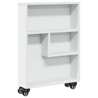 Opbergtrolley smal 48x13x68 cm bewerkt hout wit 2