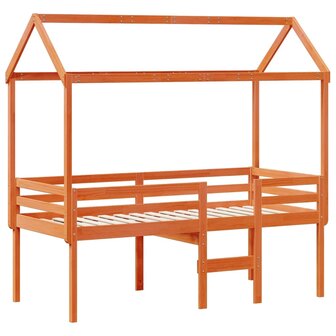 Hoogslaper met dak massief grenenhout wasbruin 90x190 cm 3