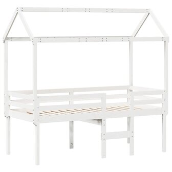 Hoogslaper met dak massief grenenhout wit 75x190 cm 3