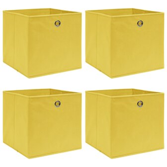 Opbergboxen 4 st 32x32x32 cm stof geel 1