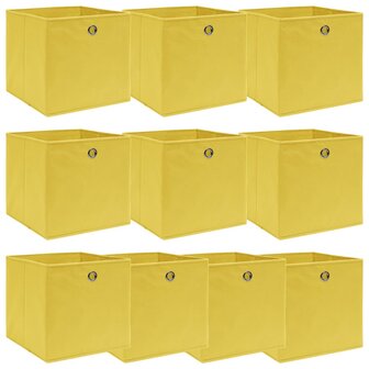 Opbergboxen 10 st 32x32x32 cm stof geel 1