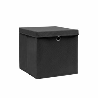 Opbergboxen met deksel 4 st 28x28x28 cm zwart 2