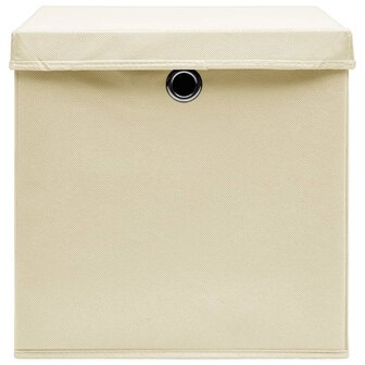 Opbergboxen met deksel 4 st 28x28x28 cm cr&egrave;mekleurig 4