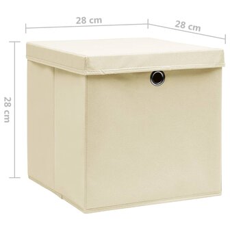 Opbergboxen met deksel 4 st 28x28x28 cm cr&egrave;mekleurig 6